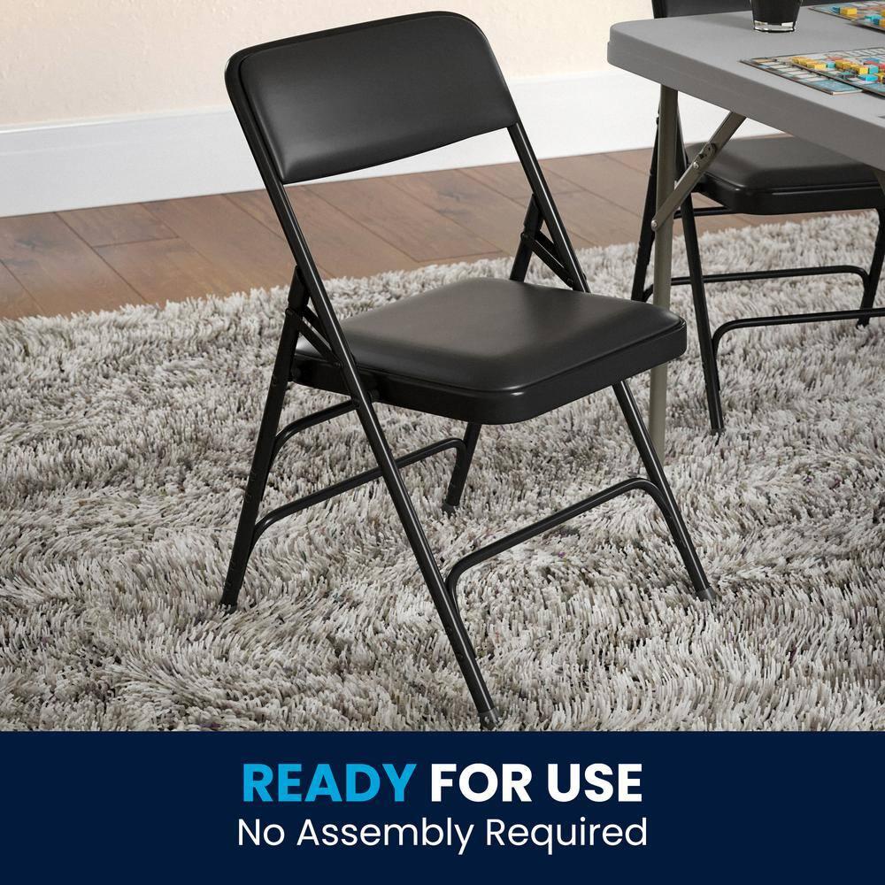 Flash Furniture HERCULES Series Curved Triple Braced & Double Hinged Black Vinyl Metal Folding Chair