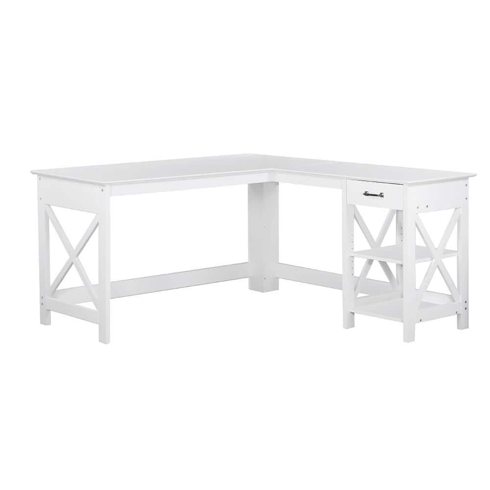 Saint Birch L-Desk, White