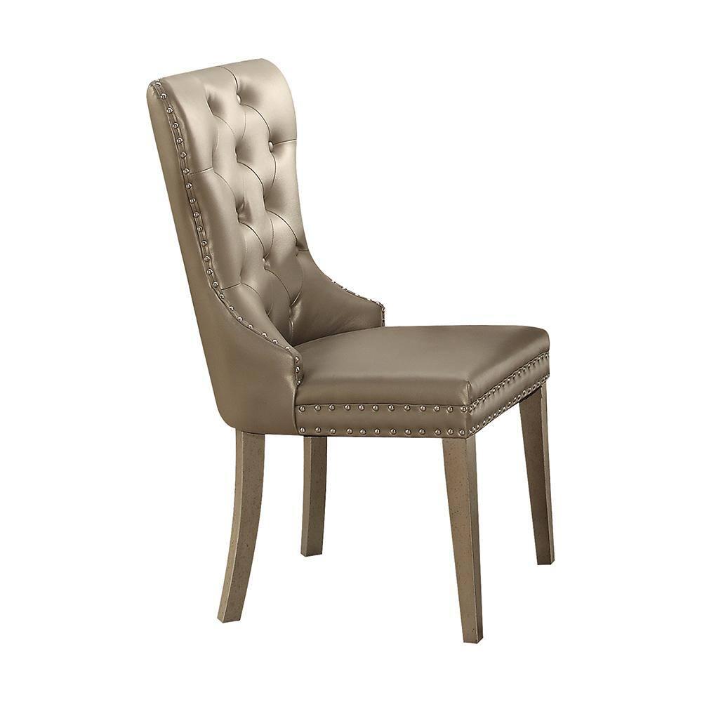 Wildon Home® Kacela Champagne Synthetic Leather & Champagne Finish Side Chair (Set Of 2)