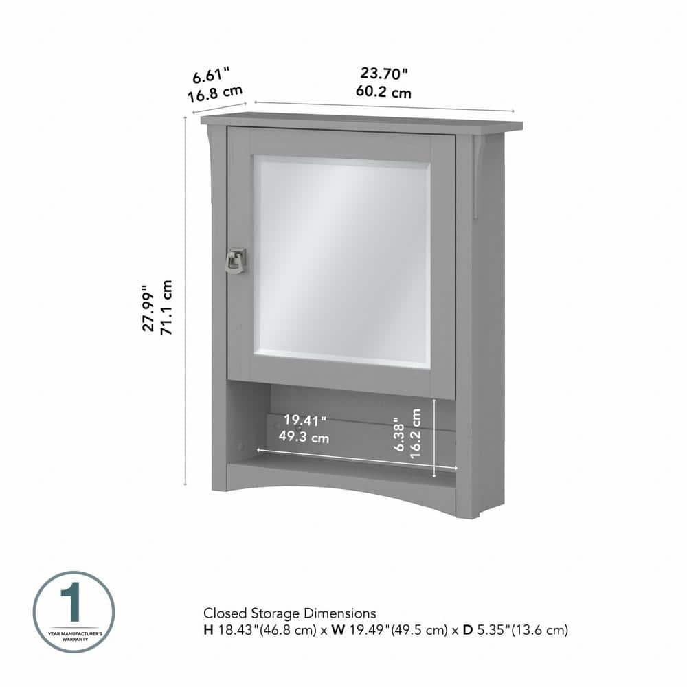 Salinas Bathroom Medicine Cabinet with Mirror in Cape Cod Gray - Engineered Wood