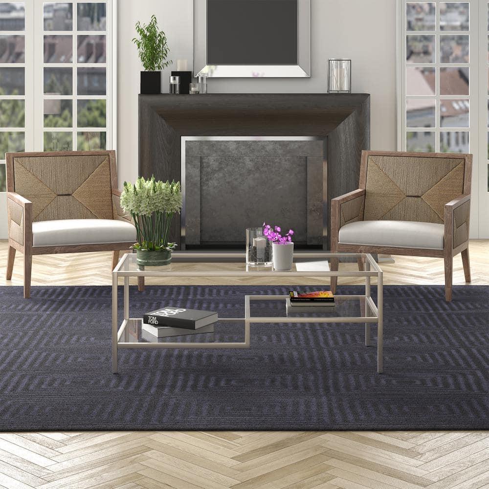 Evelyn&Zoe Lovett 45" Wide Rectangular Coffee Table in Satin Nickel