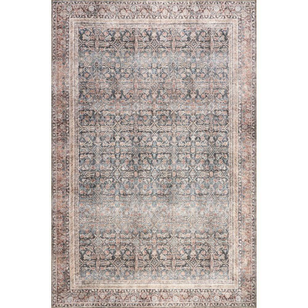 Nuloom Hillstone Collection Elfrieda Traditional Vintage Medallion Area Rug, 4' x 6', Light Beige