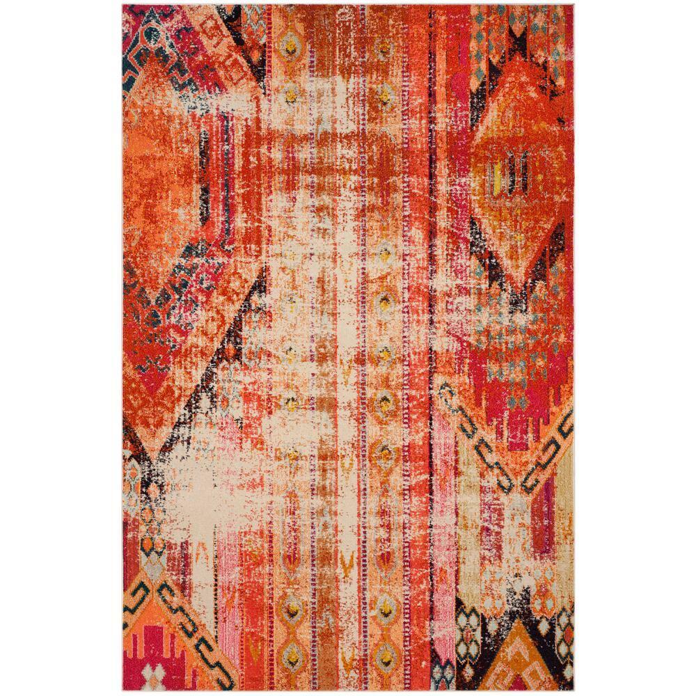 Monaco MNC222 Power Loomed Indoor Area Rug - Orange/Multi - 6'7"x9'2" - Safavieh.