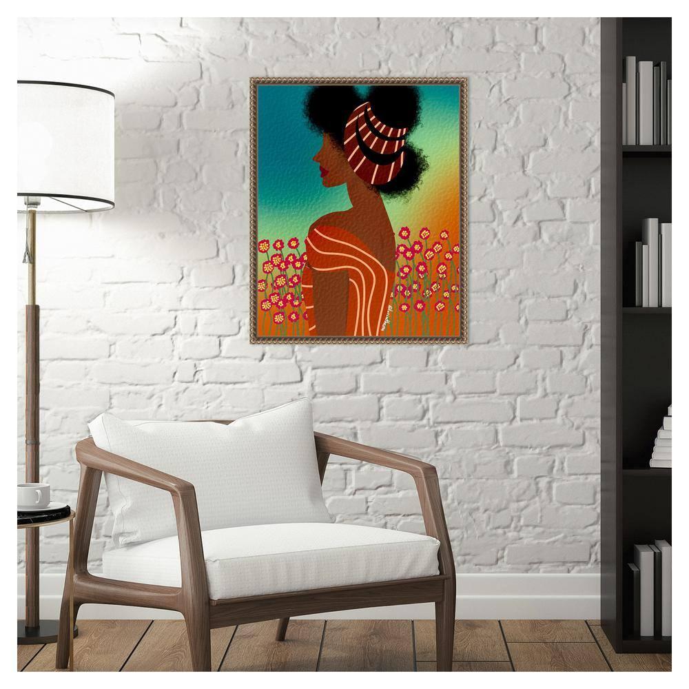 Amanti Art Lady in the Flower Field by Lorintheory Canvas Wall Art Print Framed 16 x 20-in.