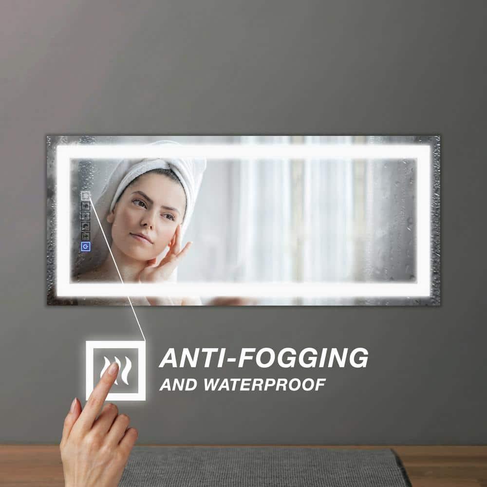 18"x40" LED Dimmable Bathroom Mirror Rectangle LED Lighted Wall Mounted Mirror for Vanity Room with Touch Button and Anti-Fog Function by Fab Glass and Mirror