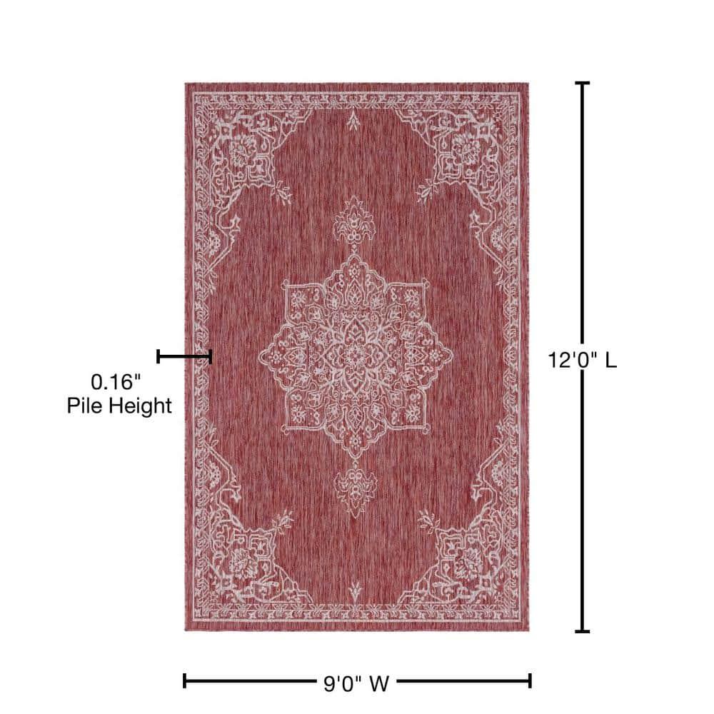 Rust Red Antique Outdoor 9 ft. x 12 ft. Area Rug