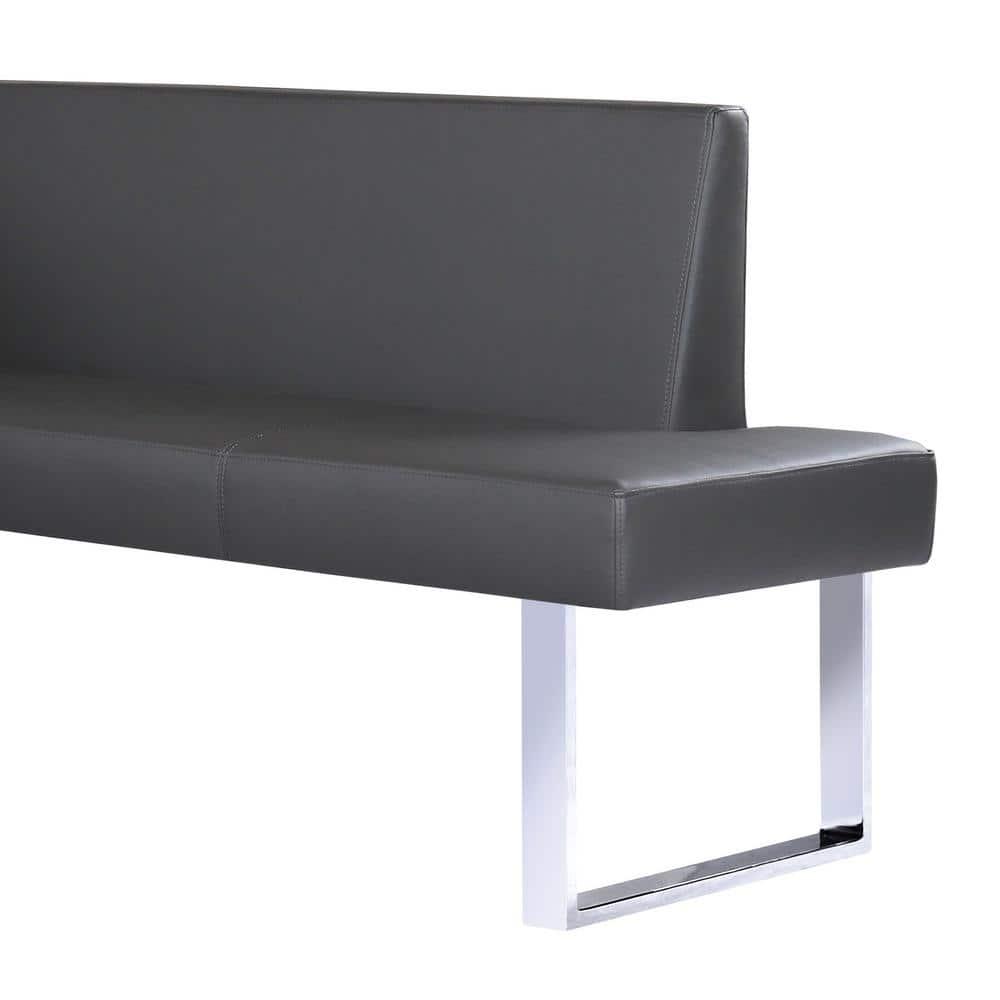 Amanda Contemporary Nook Corner Dining Bench: Chrome Legs, Padded Seat - Armen Living