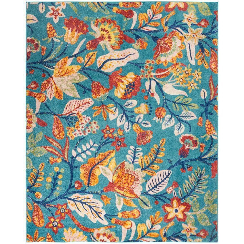 Nourison Allur Botanical Indoor Area Rug Turquoise Multicolor 7'10" x 9'10"