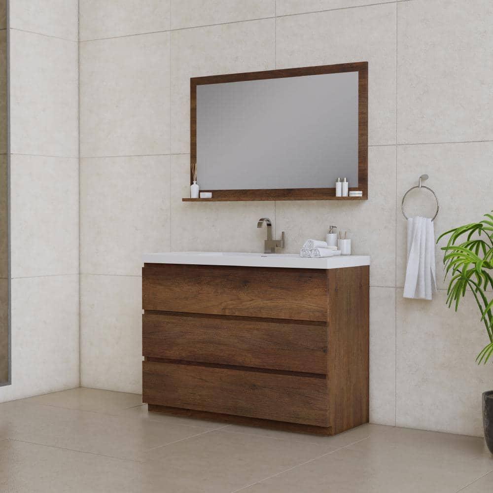 Alya Bath Paterno 48" Modern Wood Freestanding Bathroom Vanity in Rosewood Brown