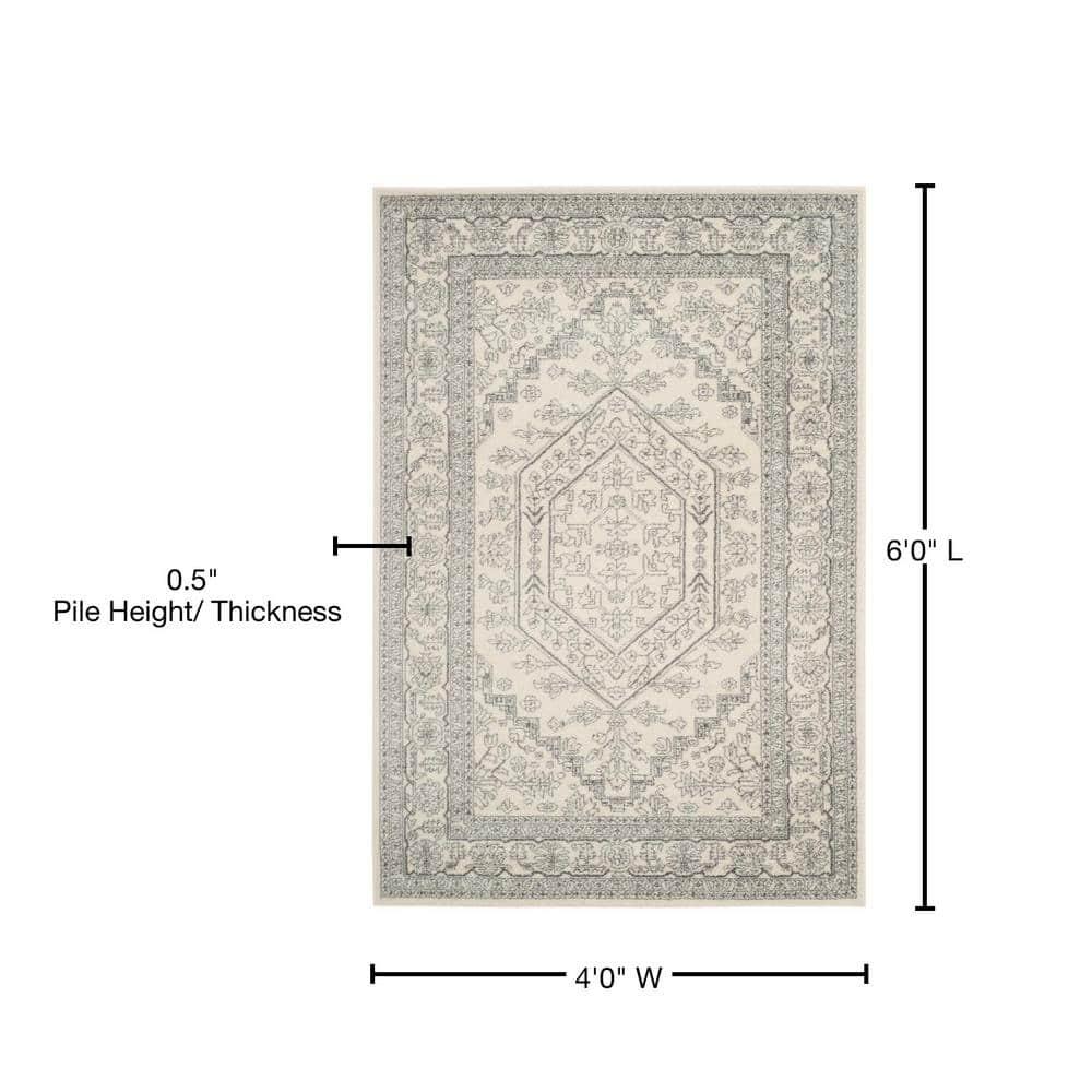 Adirondack ADR108 Power Loomed Area Rug - Ivory/Silver - 4'x6' - Safavieh.