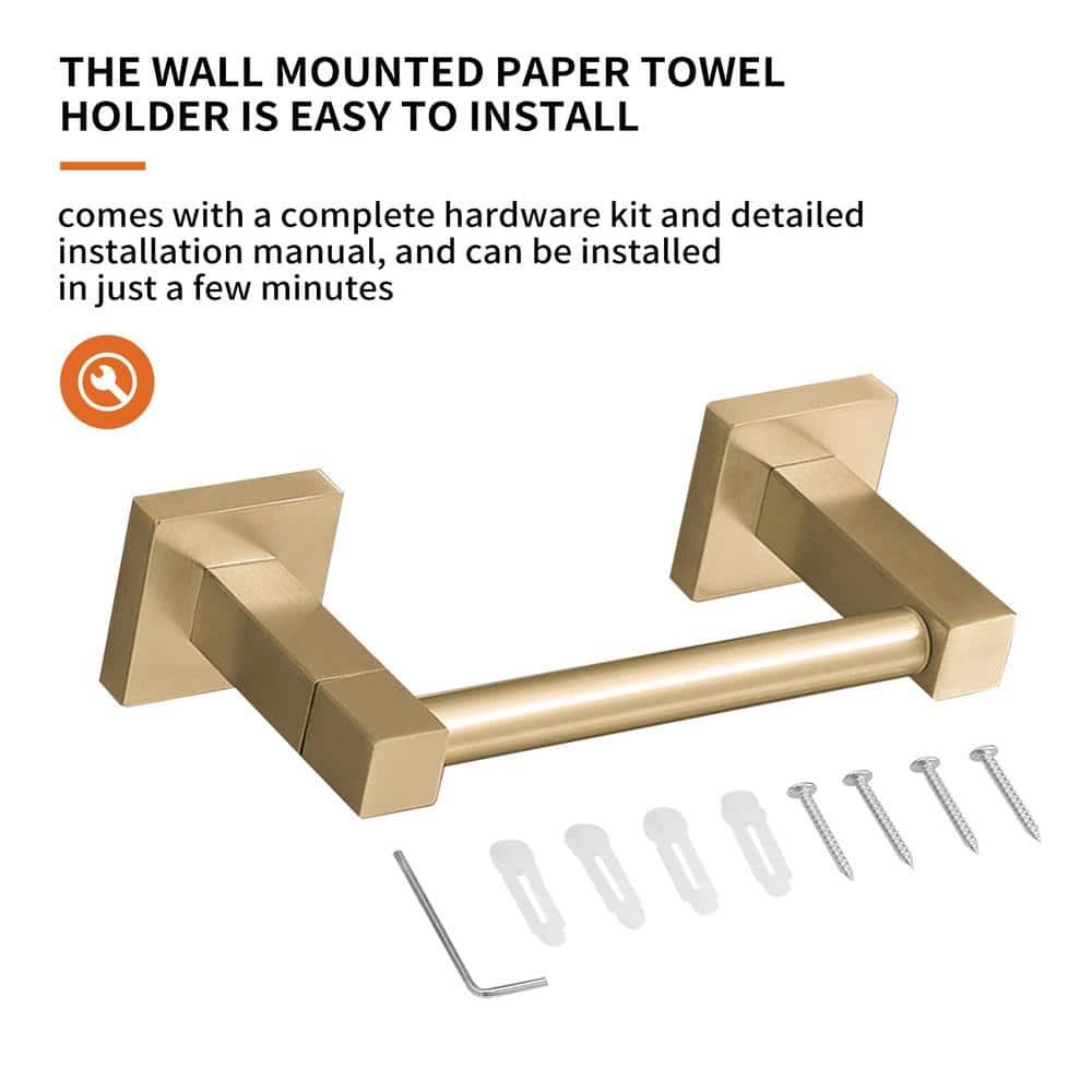 BWE Wall Mounted Toilet Paper Holder Double Post Pivoting Square Tissue Holders Roll Hangers Stand