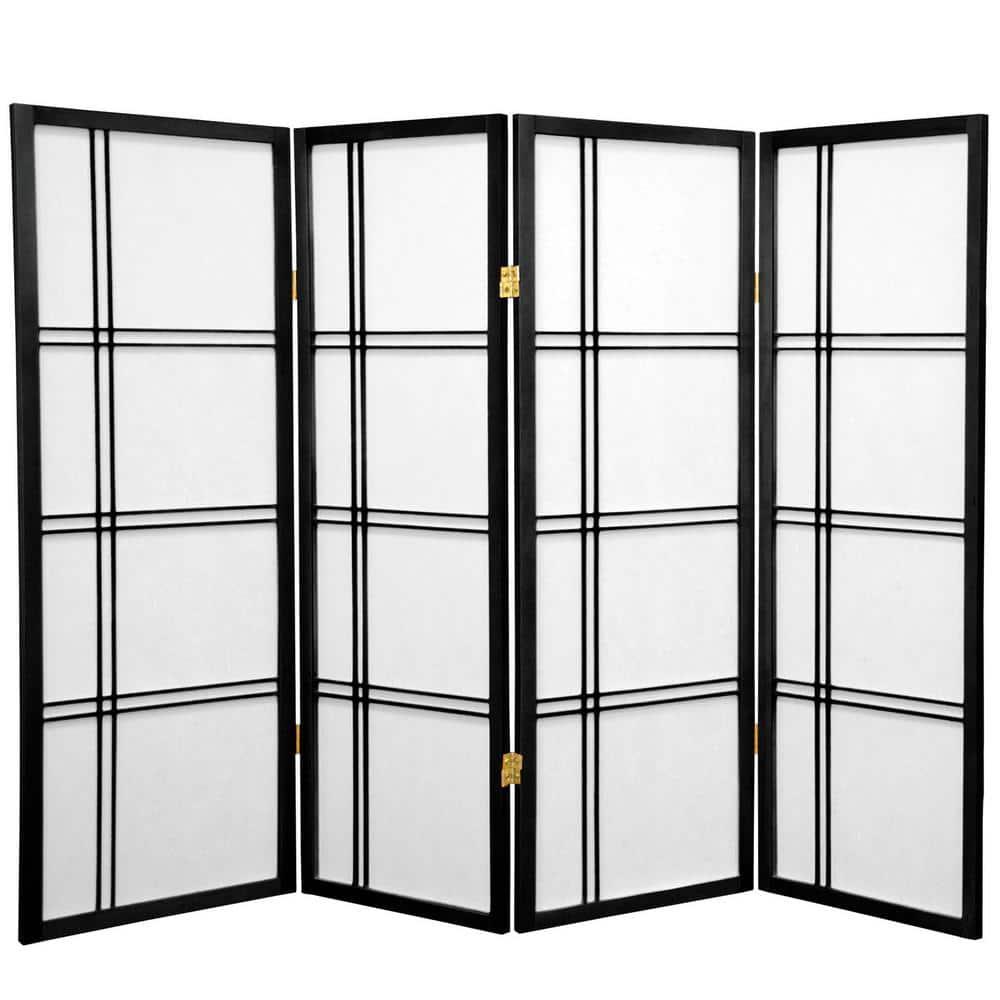 4 ft. Short Double Cross Shoji Screen - Black - 4 Panels