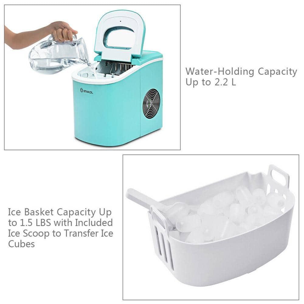 Stakol Portable Compact Electric Ice Maker Machine Mini Cube 26lb/Day Mint Green