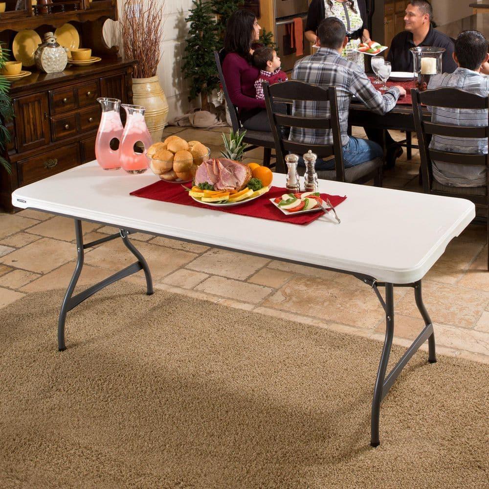 Lifetime 6 Foot Rectangle Folding Table Indoor/Outdoor Commercial Grade, White Granite (80306)