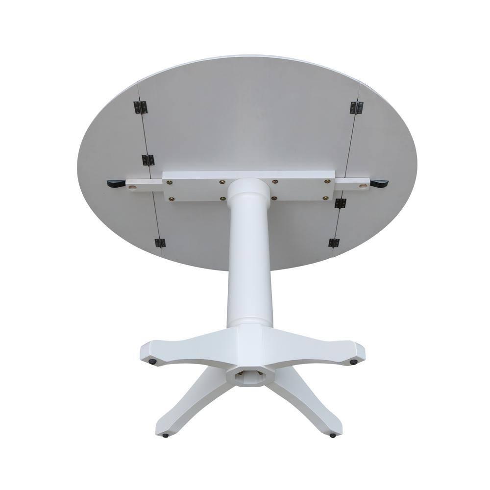 42" Nina Round Top Dual Pedestal Dining Table White - International Concepts: Modern Style, Seats 4, Wood Frame