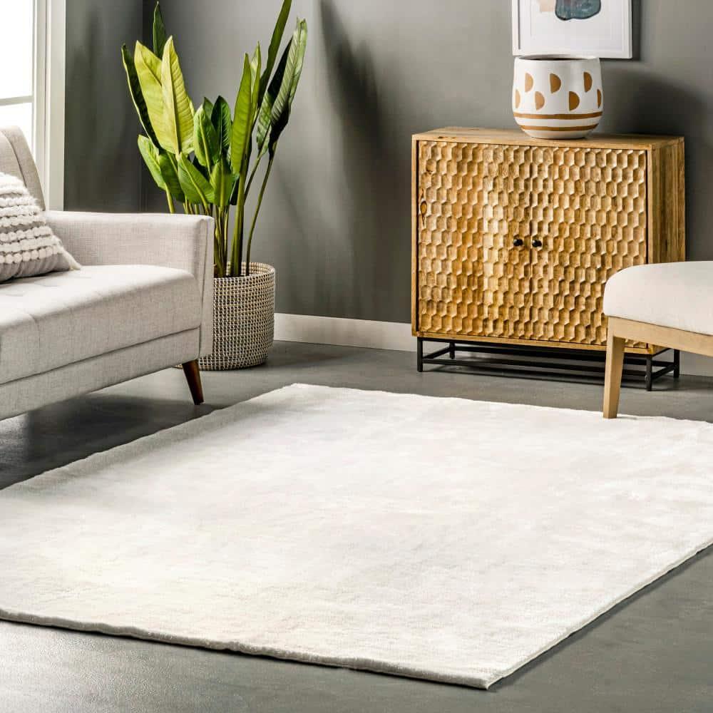 nuLOOM 2' x 3' Cozy Plush SuperiorWash Area Rug, Machine Washable, Non-Slip, Soft Fluffy Shag Carpet for Living Room Bedroom Nursery, Loni Off-white
