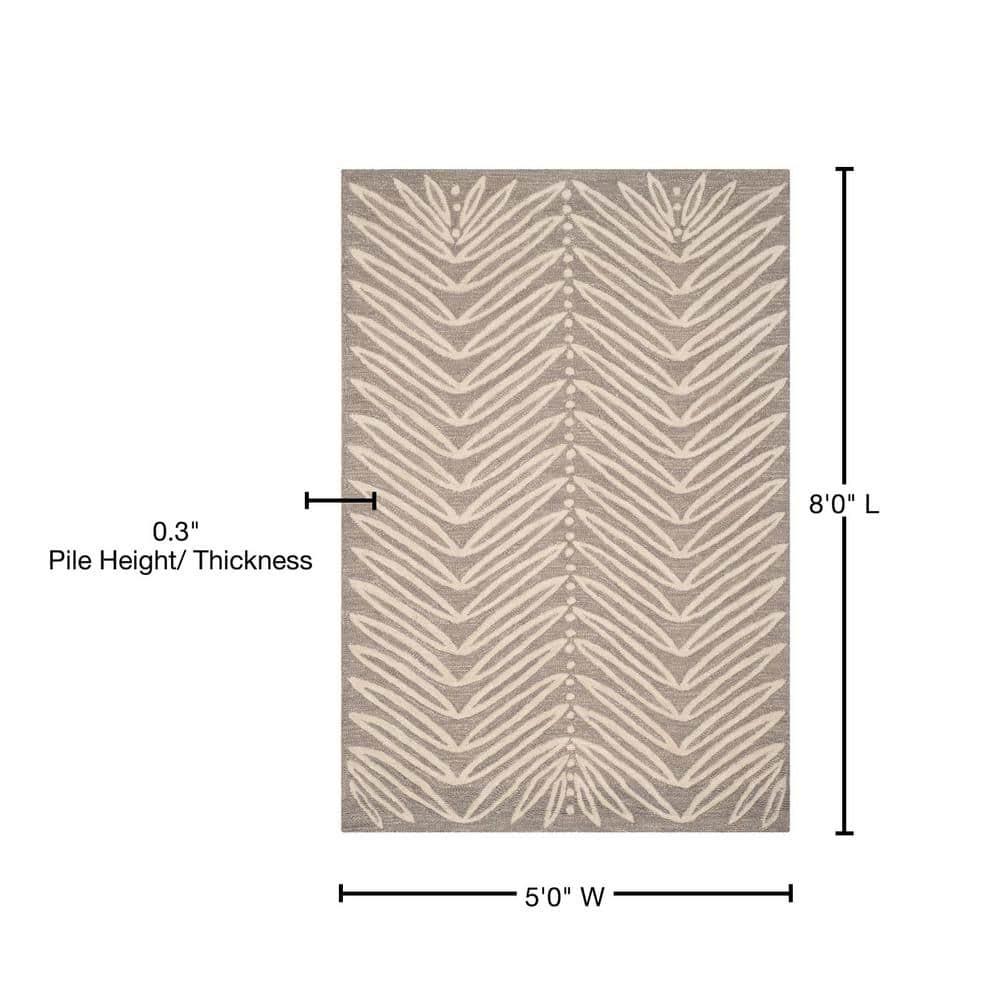 Martha Stewart Chevron Leaves - MSR3612 - Indoor Hand Tufted Area Rugs - Chamois Beige - 5'x8'