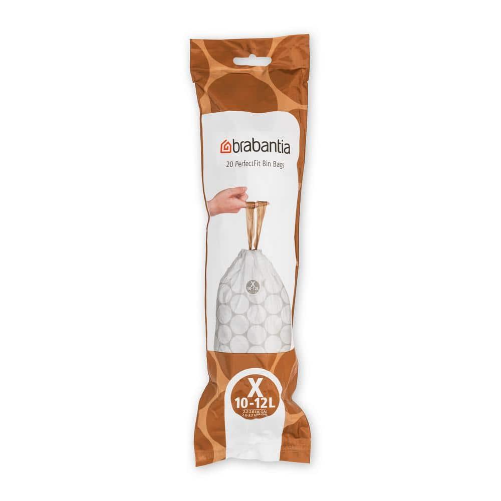 Brabantia PerfectFit Trash Bags, Code X, 2.6-3.2 Gallon, 200 Count