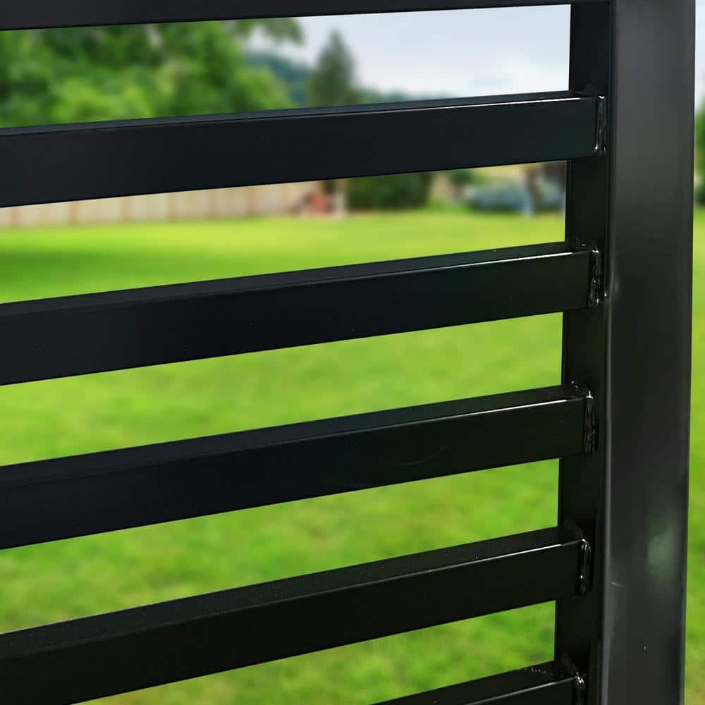 ALEKO Lot of 2 Garden Yard Modern Florence Style Steel Fence 8 x 5 ft Black