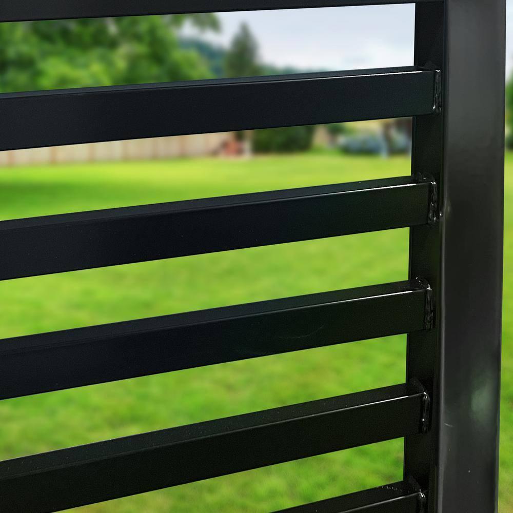 ALEKO Lot of 2 Garden Yard Modern Florence Style Steel Fence 8 x 5 ft Black