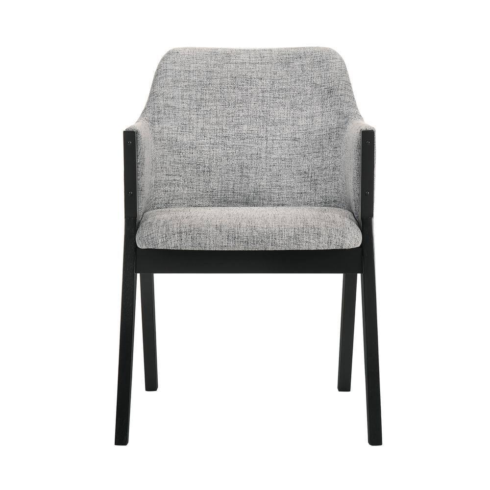 Armen Living Set of 2 Renzo Fabric Wood Dining Chairs Gray/Black: Polyester Upholstery, Foam Fill, Armrests