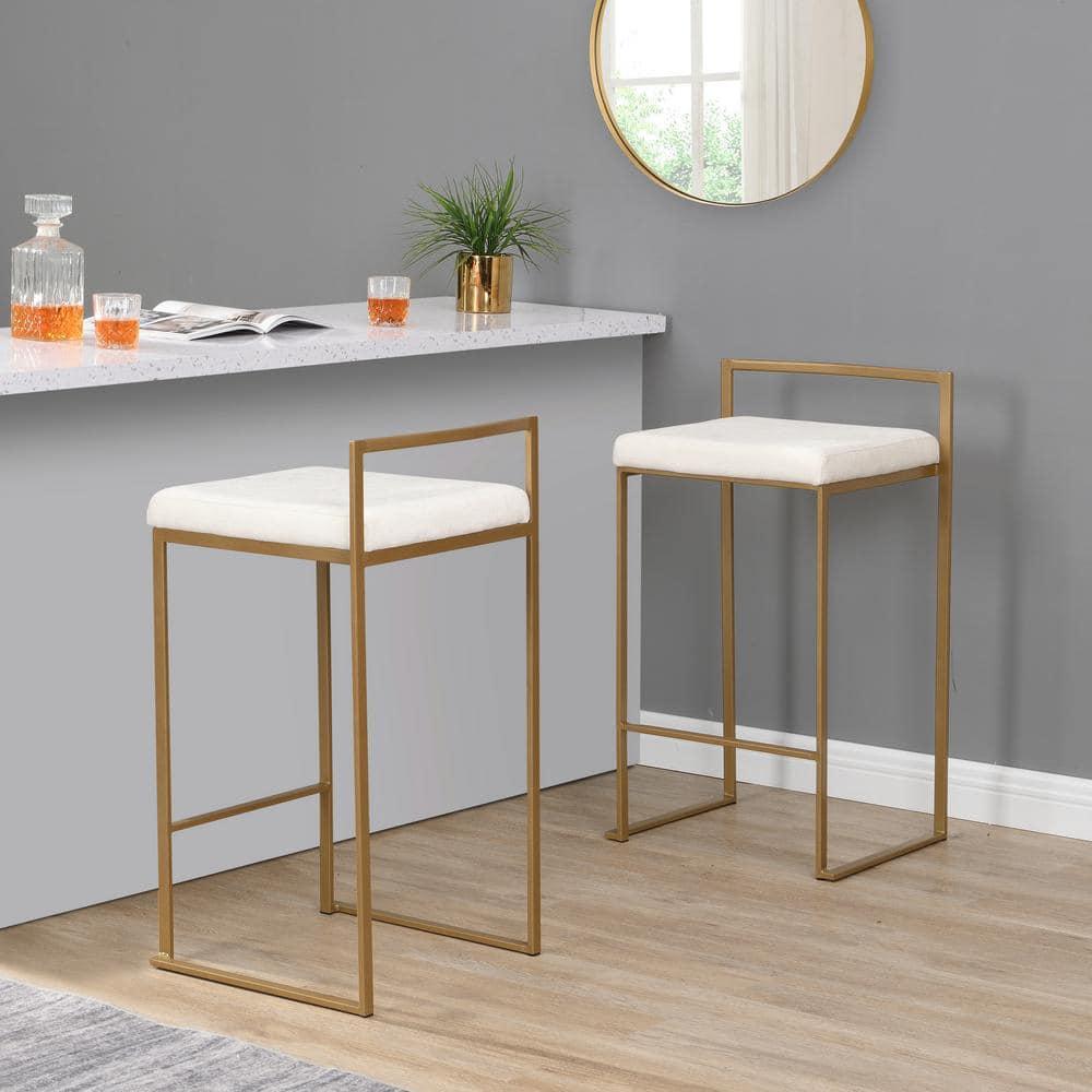 Carolina Living Lucien 25.25" Upholstered Counter Stool - Gold - Cream Upholstery