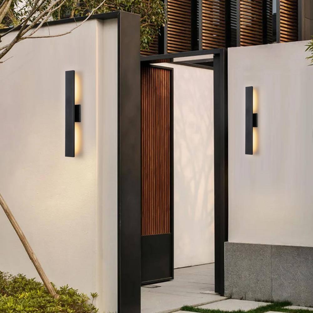 C Cattleya 2-Light Integrated LED  Outdoor Wall Light with Matte Black Finish