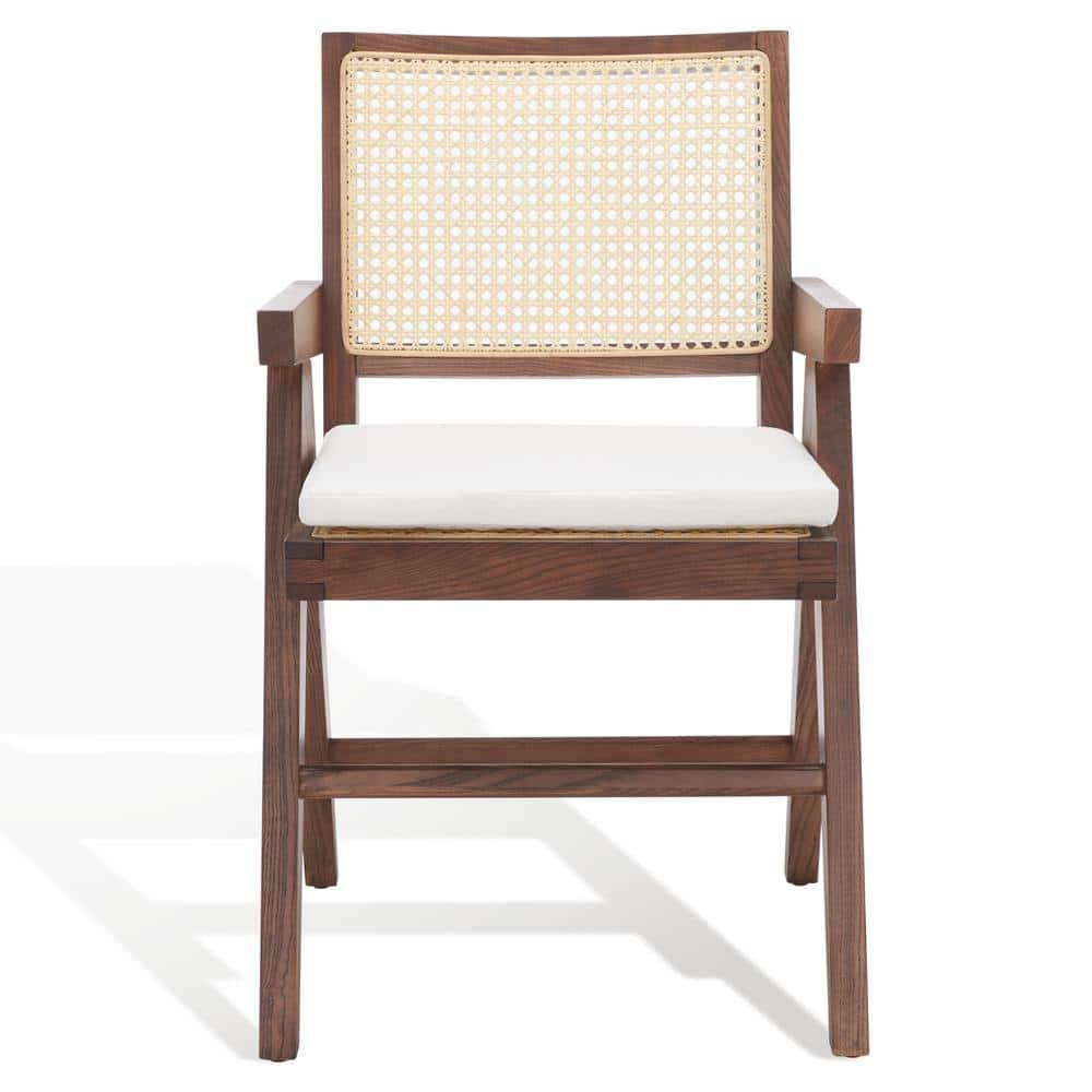 SAFAVIEH Couture Colette Contemporay Linen Solid Dining Armchair, Walnut/Natural