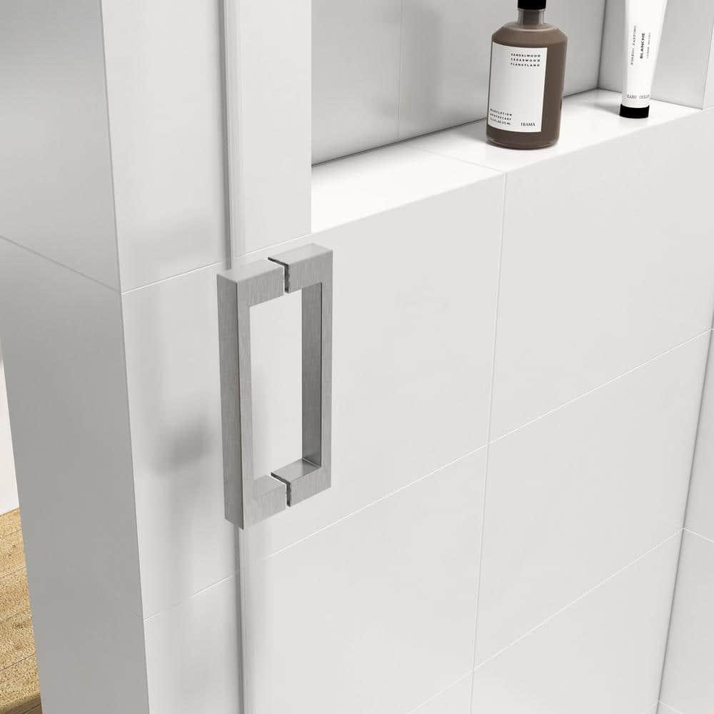 Gxcevsou 56-60“ *76” Frameless Soft Close Shower Door, 1/4” (6 mm) Tempered Glass Single Slide with Explosion Proof Coating, Reversible Installation