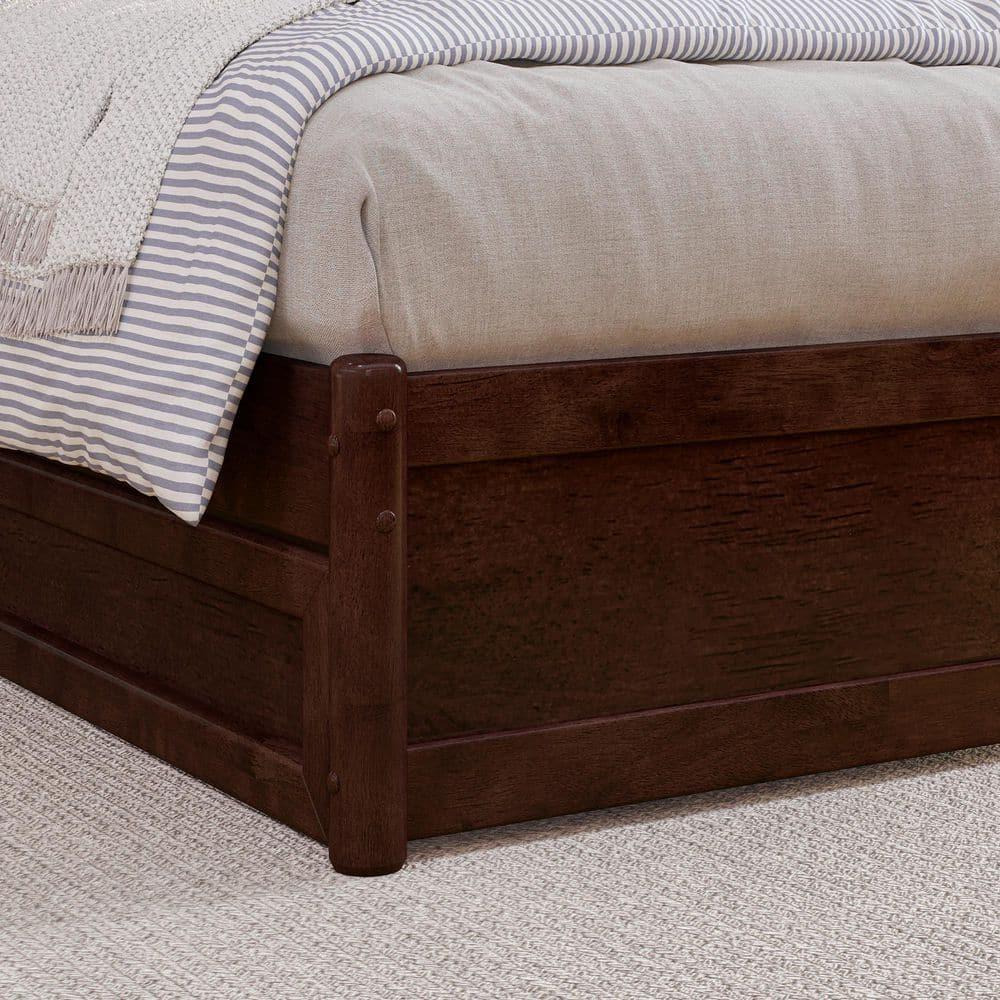 AFI, Andorra Full Platform Bed with Panel Footboard and Twin Trundle, Walnut