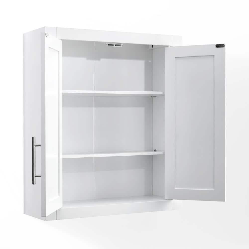 Savannah Wall Cabinet White - Crosley: Adjustable Shelves, MDF, Universal Storage, 22x26x8 inches