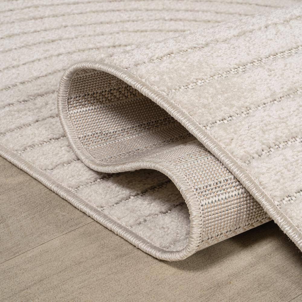 JONATHAN Y Hallie High-Low Minimalist Curve Geometric Ivory/Cream 4 ft. x 6 ft. Indoor/Outdoor Area Rug