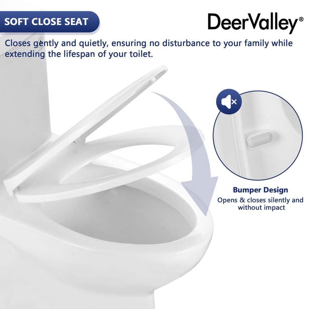DeerValley Ally Dual-Flush Elongated One-Piece Toilet with Glazed Surface Modern Toilet with Comfort Seat Height  (Seat Included) DV-1F52816