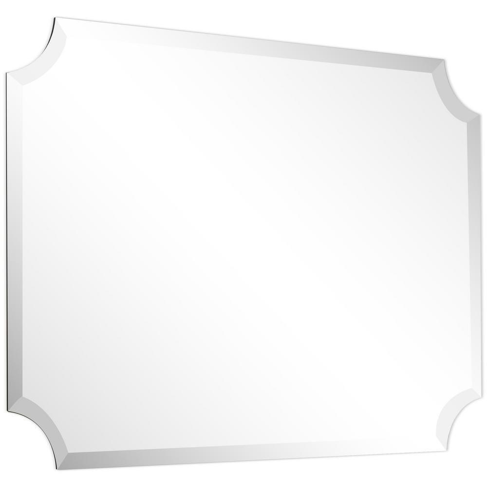 Empire Art Direct Frameless Rectangle Scalloped Beveled Wall Mirror - Clear 24 in. x 0.39 in. x 36 in.