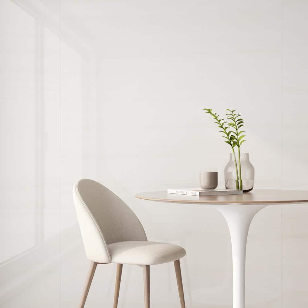 Bond Tile Terius Dolomite Warm White 23.54" x 47.24" Polished Marble Look Porcelain Floor and Wall Tile