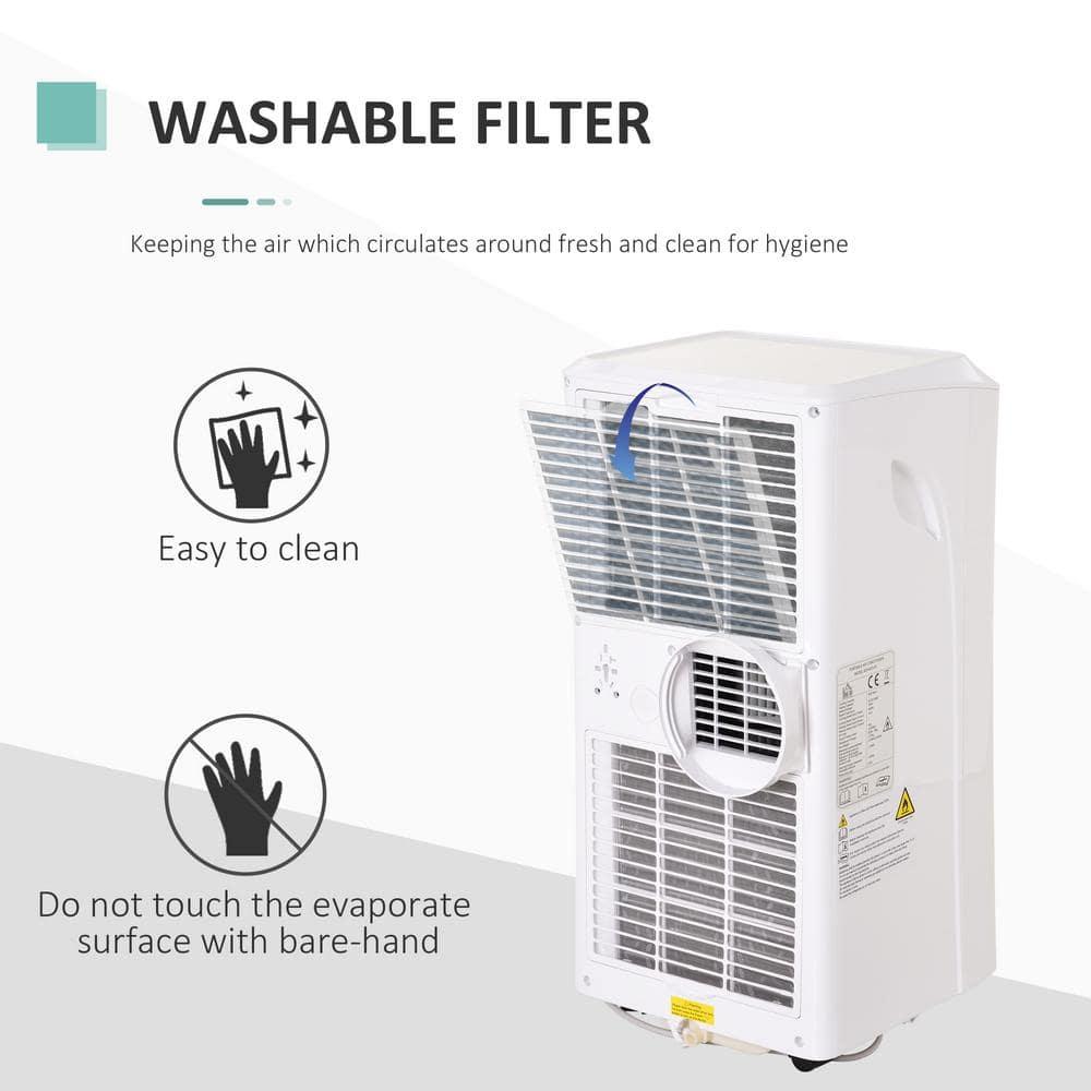 HOMCOM 10000 BTU Mobile Portable Air Conditioner with Cooling, Dehumidifier, Ventilating, Remote Control, 24-Hour Timer, Portable AC Unit for Bedroom, Living Room, Home Office, White