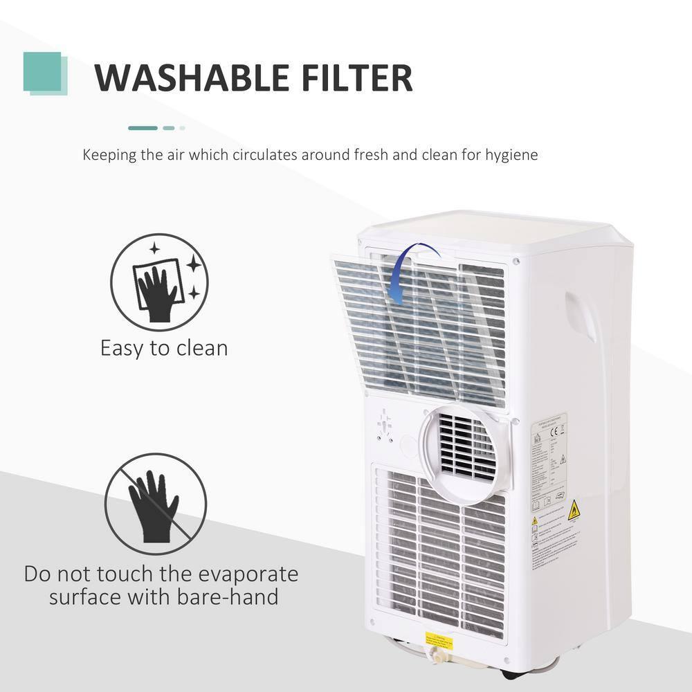 HOMCOM 10000 BTU Mobile Portable Air Conditioner with Cooling, Dehumidifier, Ventilating, Remote Control, 24-Hour Timer, Portable AC Unit for Bedroom, Living Room, Home Office, White