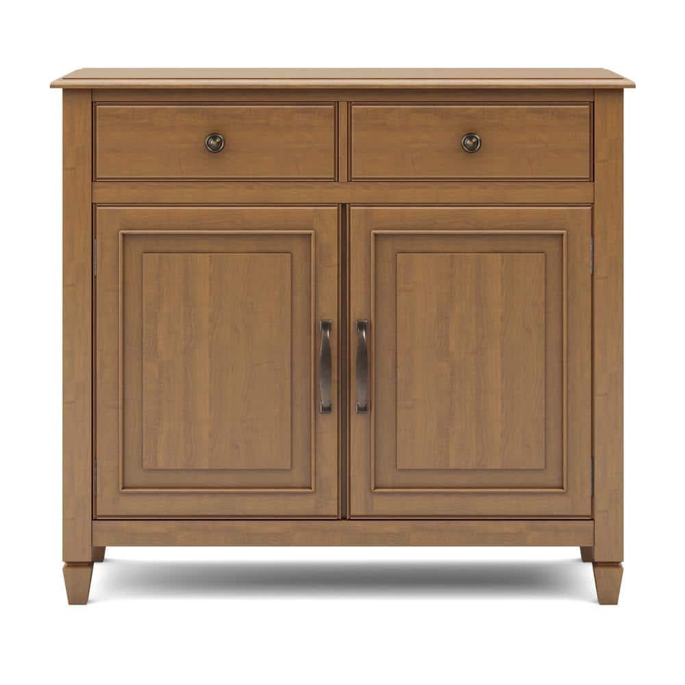 Simpli Home Connaught 40"W Solid Wood 2-Shelf Entryway Storage Cabinet with 2 Storage Drawers