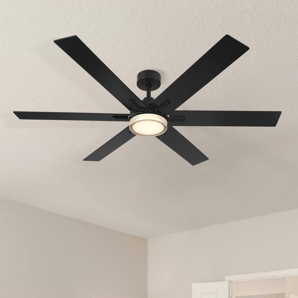 Chillion 60 in. Indoor/Covered Outdoor Matte Black LED Ceiling Fan with 5 CCT and 7 RGB Selections, Remote Included