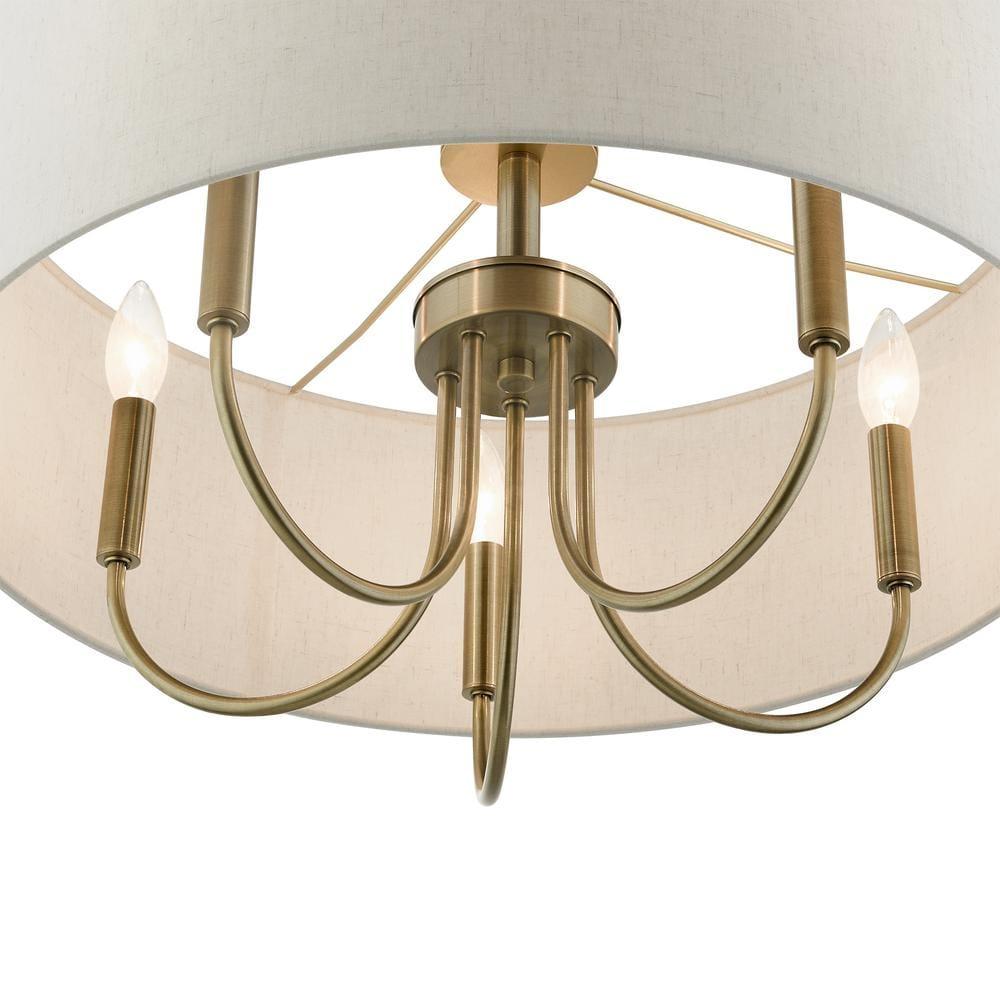 Livex Lighting Blossom 5-Light Metal/Fabric Pendant Chandelier in Antique Brass