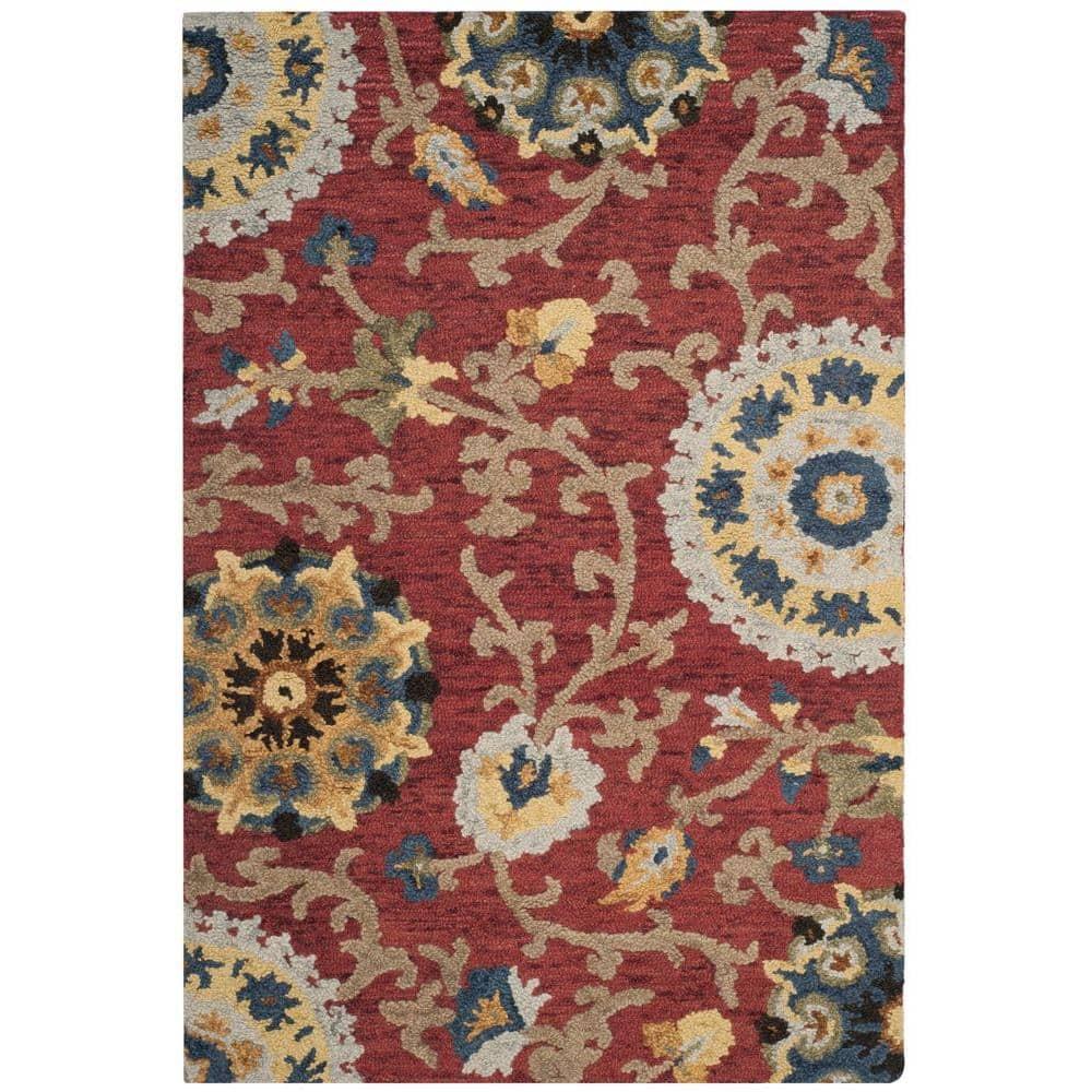 Blossom BLM401 Hand Tufted Area Rug - Red/Multi - 4'x6' - Safavieh.