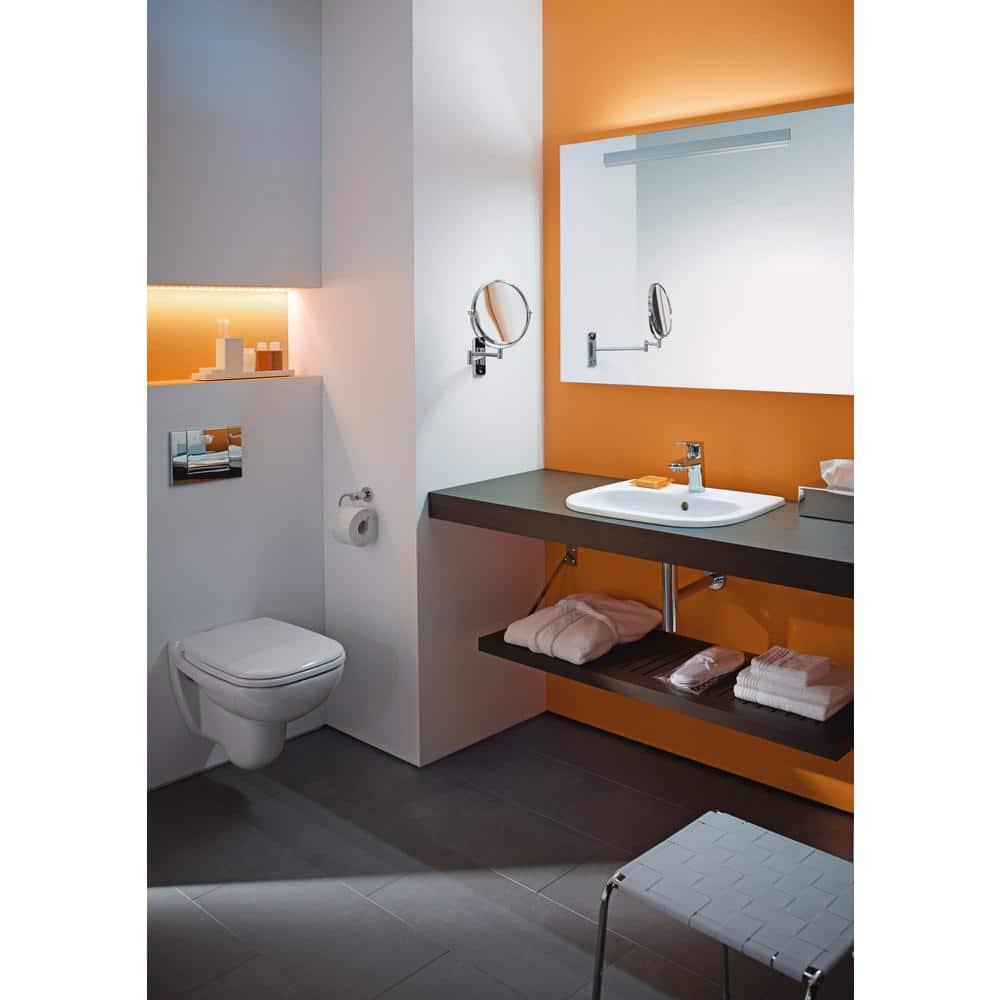 D-Code White Ceramic Rectangular Drop-In Bathroom Sink with Overflow