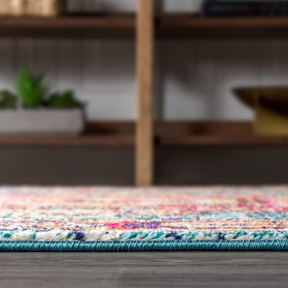 JONATHAN Y Bohemian FLAIR Boho Vintage Medallion Blue/Red 8 ft. x 10 ft. Area Rug