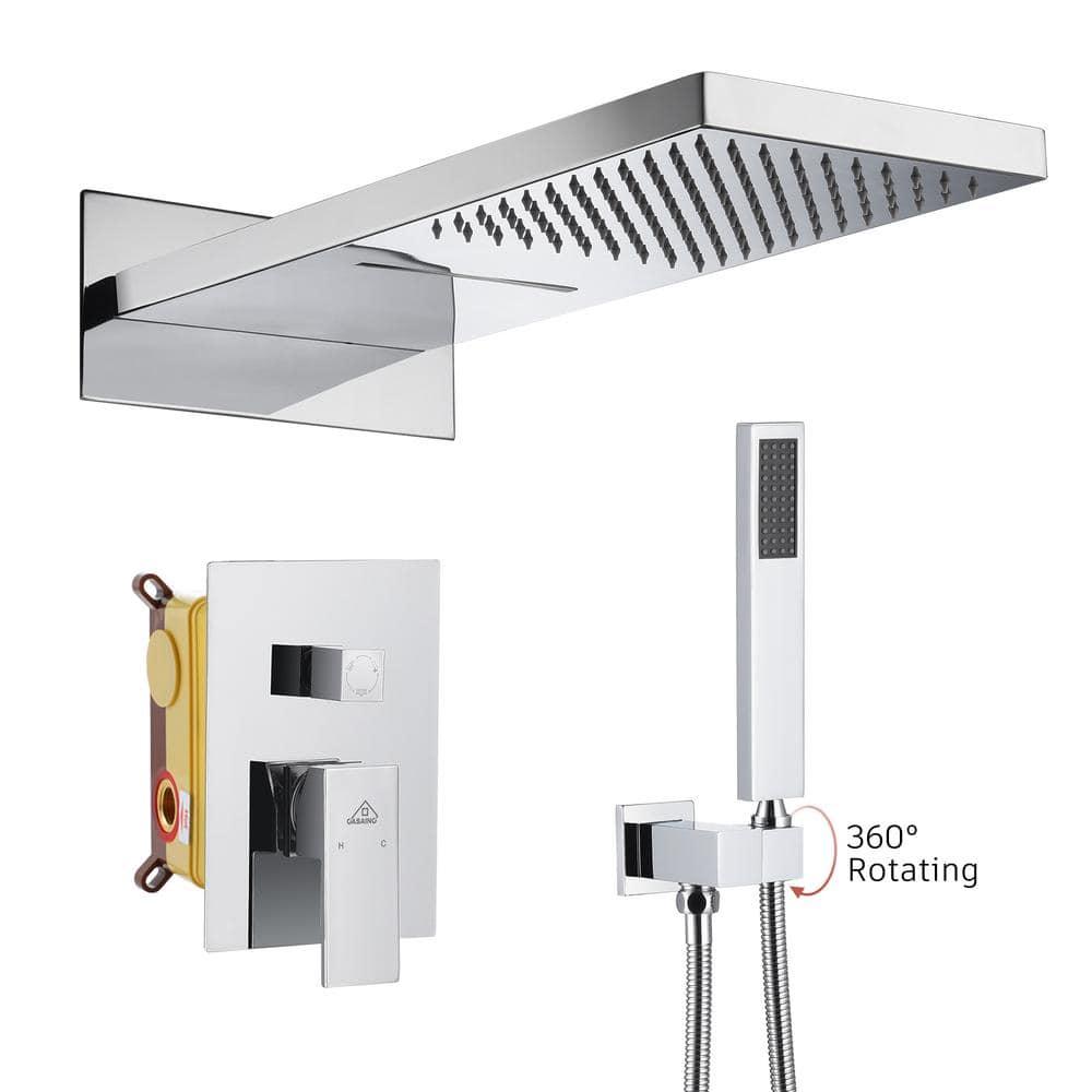 Rainier 22" Rainfall Complete Shower System with with Rainfall & Waterfall Spray, Handheld and Rough-in Valve Included