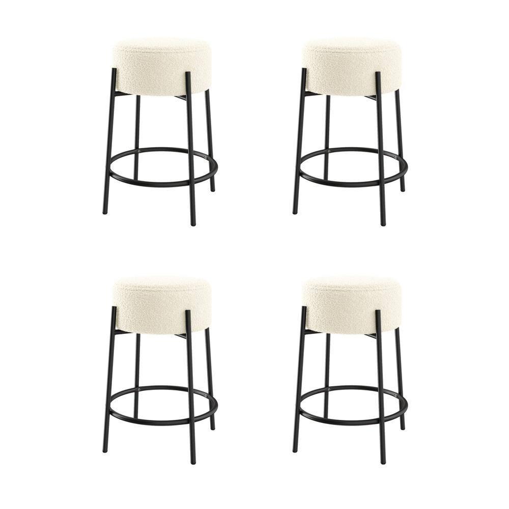 Upholstered Counter Stool with Metal Frame