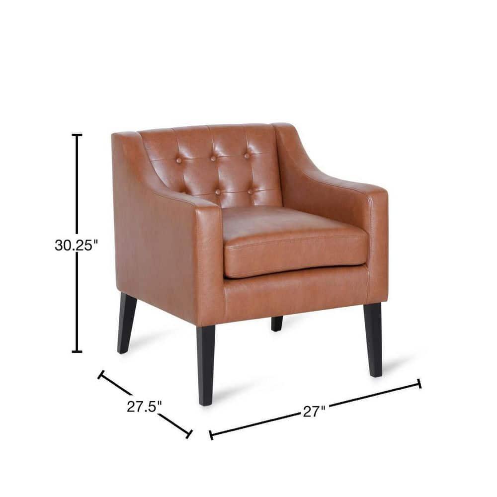 Noble House Annisa Faux Leather Club Chair, Cognac Brown and Espresso