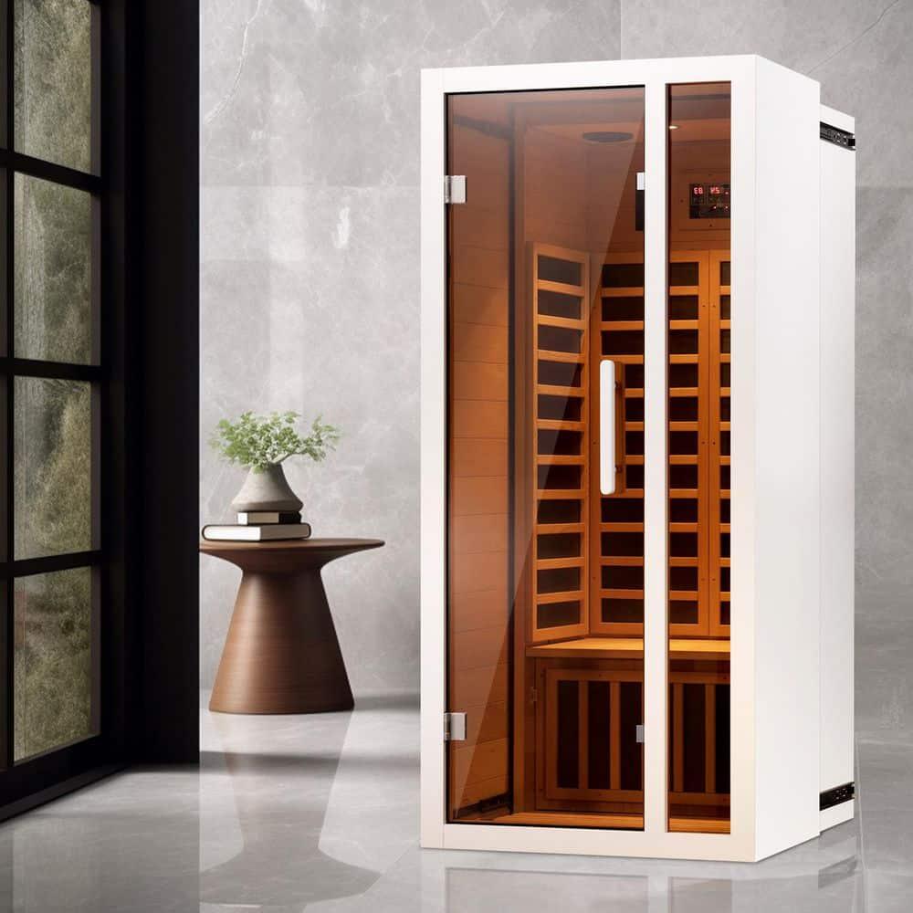 1-Person Extendable Indoor FAR Infrared Sauna Bluetooth Compatible with 6 Carbon Heaters