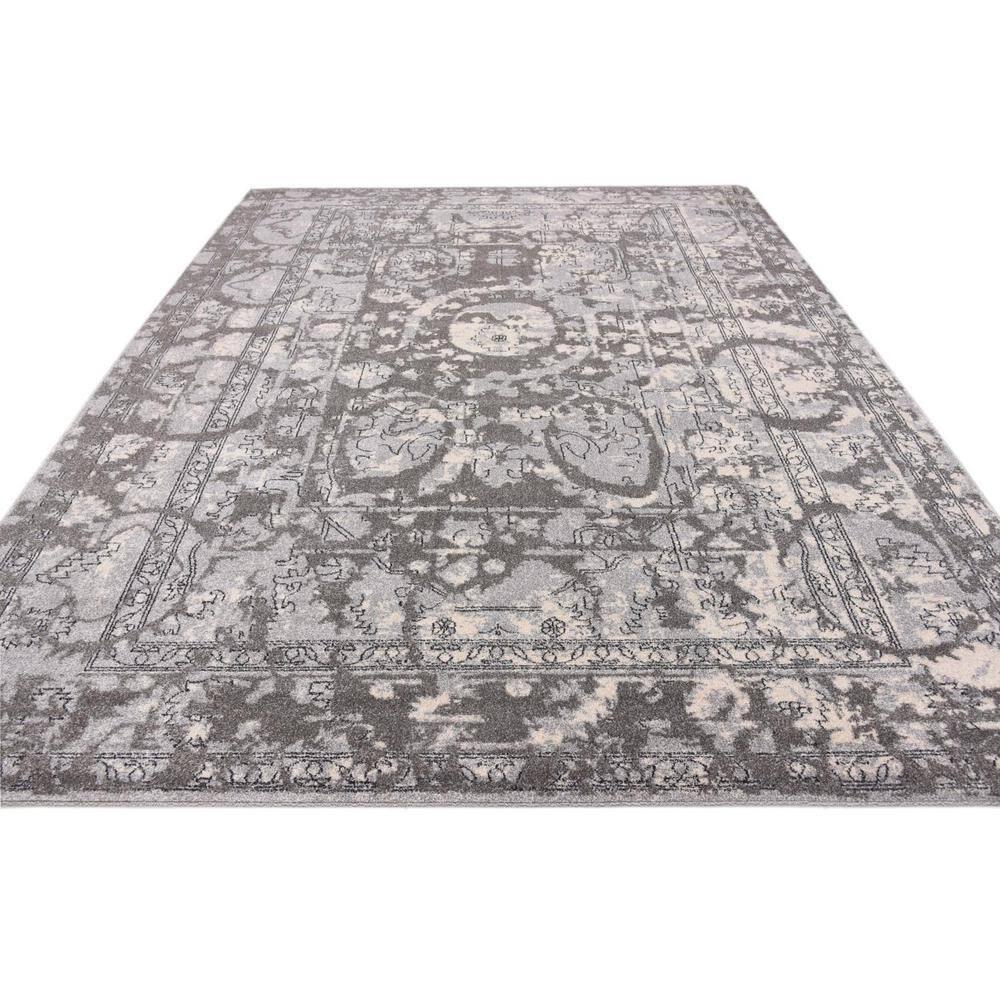 Unique Loom La Jolla Collection Contemporary, Abstract, Vintage, Border Area Rug, 8 ft x 10 ft, Gray/Silver