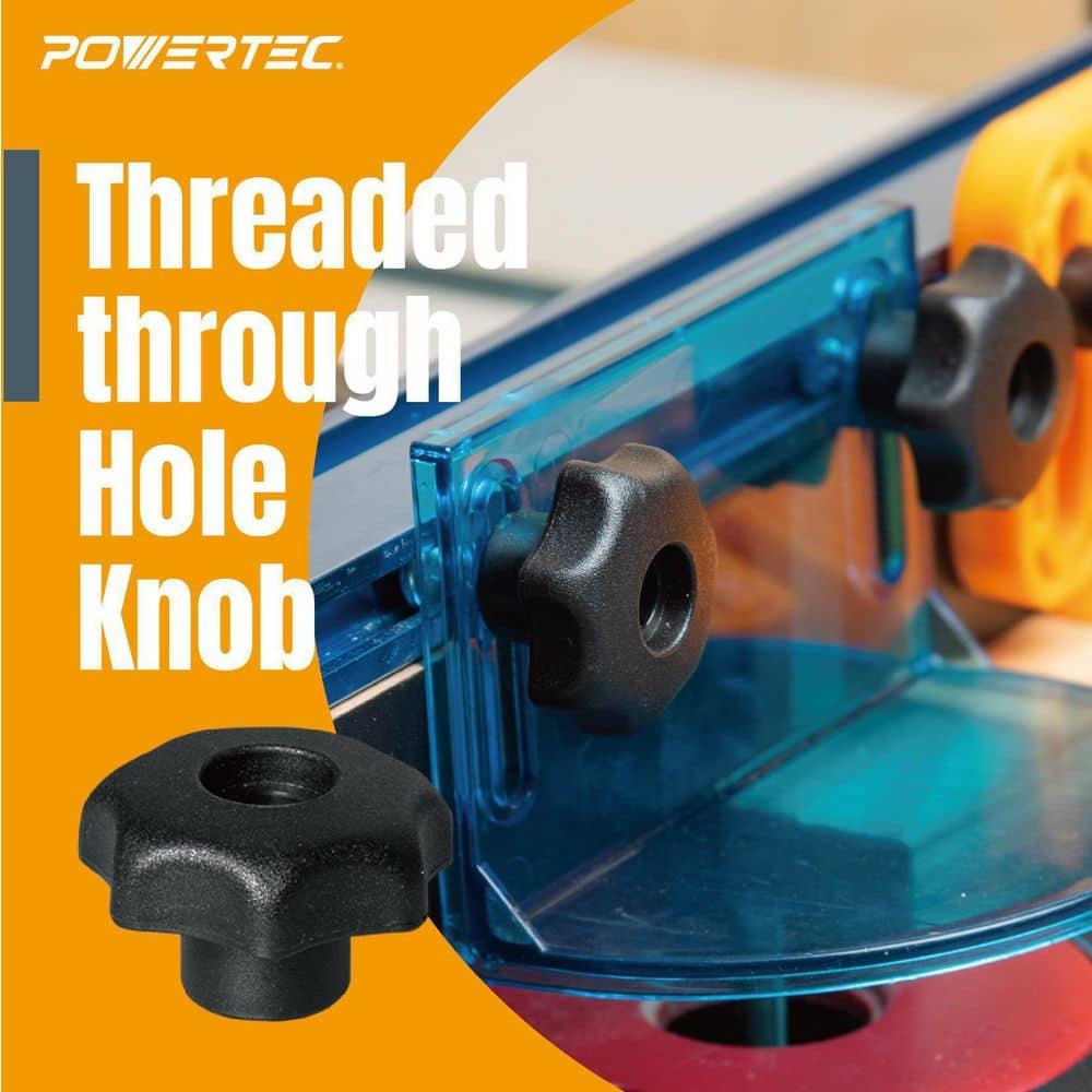 POWERTEC 10PK T Track Knob Kit w/ 7 Star Knob, 1/4-20 Threaded Bolts and Washers, T Track Bolts, T Track Accessories for Woodworking Jigs and Fixtures (71481)