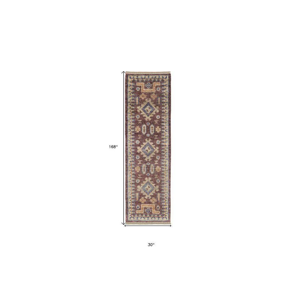 Cornado Hand-Knotted Wool Rug - Red / 2'6" x 14' Runner